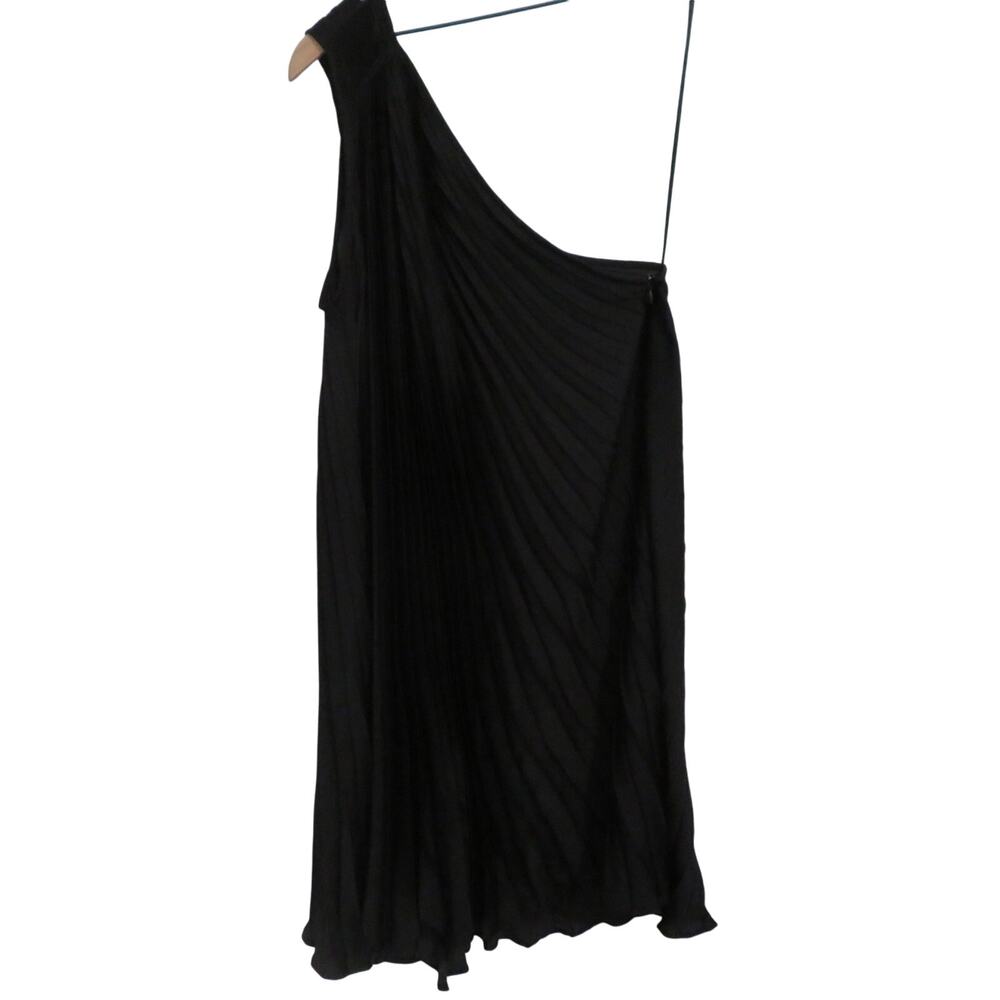 Banana Republic Womens Sz S Black Pleated One Shoulder Mini Dress Flowy